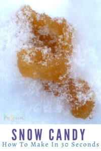 Oh My goodness, if you haven’t tried this maple syrup snow candy before, it is a must. Kids will be giddy because this snow candy is super quick and EASY to make. Plus this Snow Activity for Kids makes such yummy maple syrup taffy that is as fun as it is delicious. Playing in the snow is fun, no matter what you are doing, but having a purpose and delicious result is even more exciting. Let me tell you exactly how to make Snow Candy! 