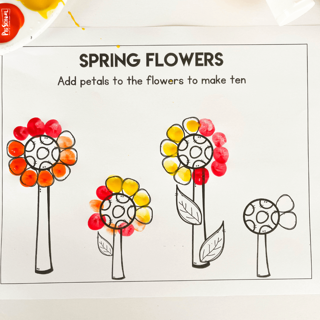 free printable spring flowers preschool counting to 10 worksheets