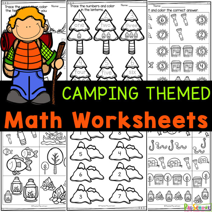 FREE Camping Math Worksheets for Preschool