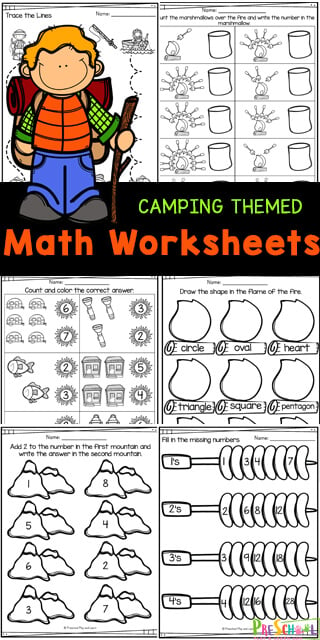 free camping math worksheets for preschoolers