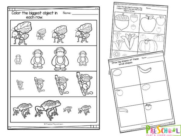 free big and small worksheets