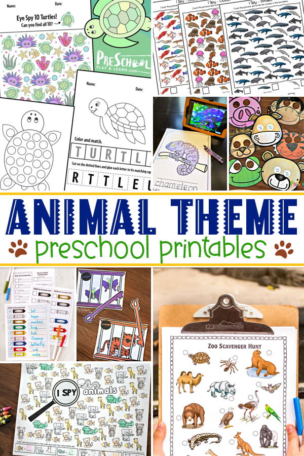 These 'print and go' animal themed activities make planning an animal theme for preschool super easy! Add a couple of these fun free animal printables to your preschool animal lesson plan.