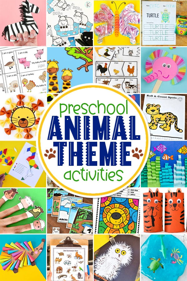 Does your preschooler love animals? Then check out this amazing animal preschool theme! We have found so many really fun and creative animal theme activities for preschool! From zebra, giraffee, hippo, bee, lion, fish, rabbit, pig, and more animal crafts for preschool  to loads of hands-on, outrageously fun animal activities for preschoolers! Your pre-k student will go wild over this preschool animal theme.