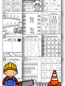 Preschool Construction Theme Printable Worksheets