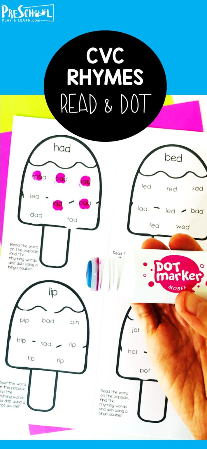 popsicle rhyme dab short vowels cvc words dot marker