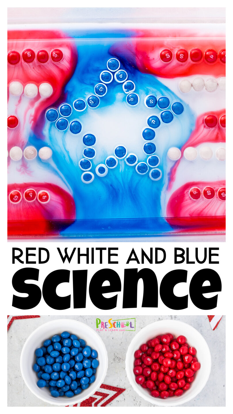 🦅 Red White and Blue Candy Science Experiment for Independence Day