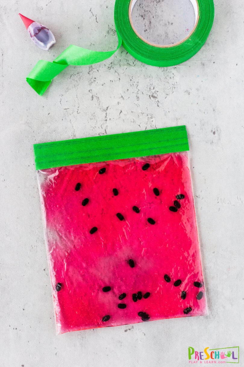 🍉 Watermelon Squish Bag Activities for Preschoolers