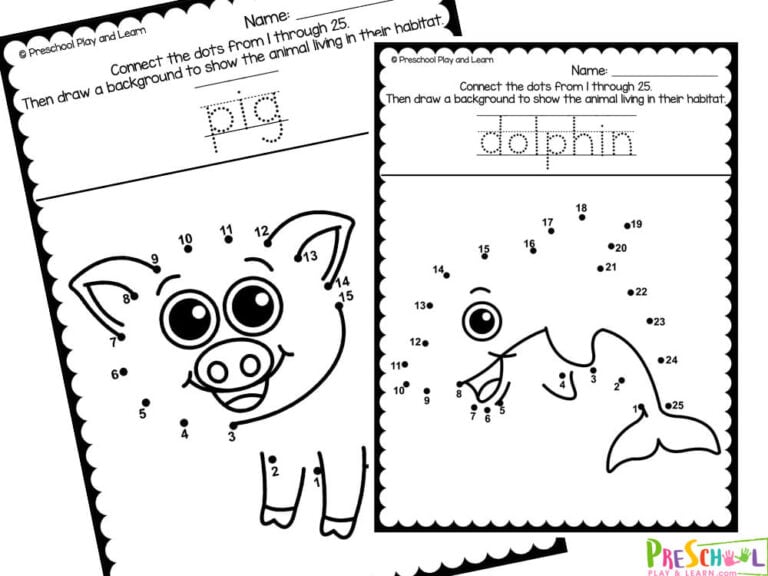 🦝 FREE Animal Dot to Dot Printable Worksheets