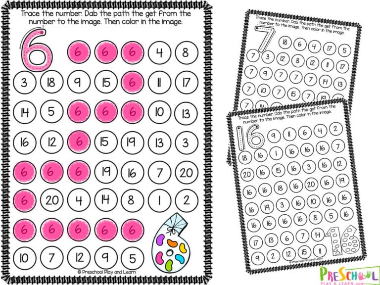 FREE Printable Dot Marker Number Recognition Worksheets