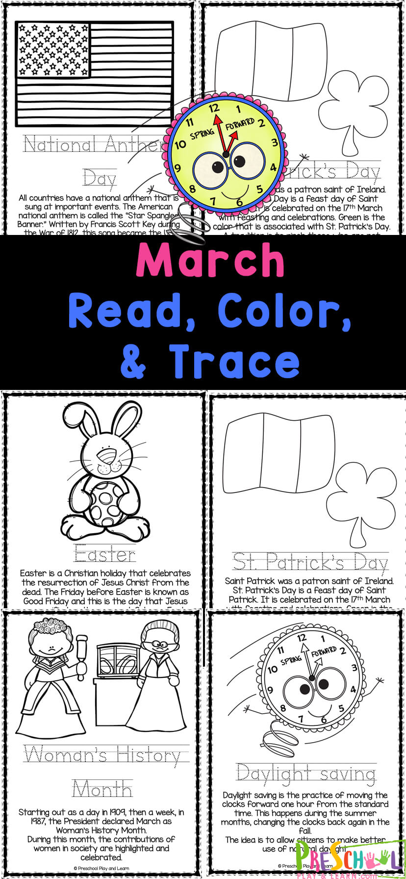 FREE Printable March Coloring Pages for Preschoolers