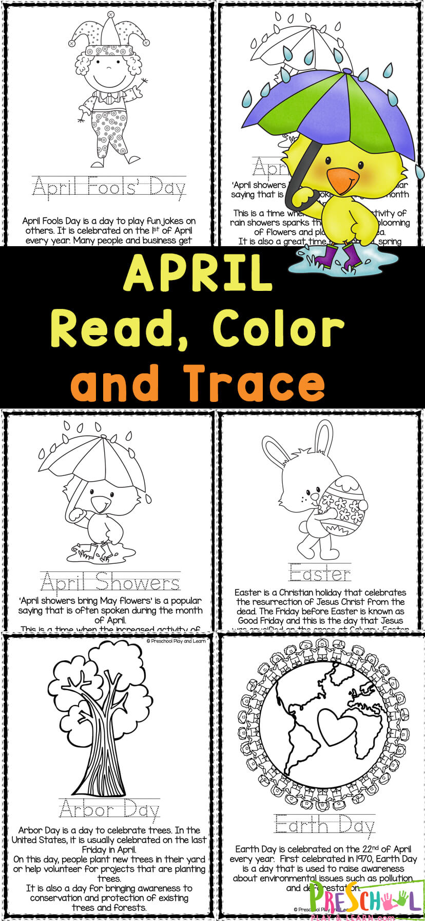 FREE Printable April Coloring Pages for Preschoolers