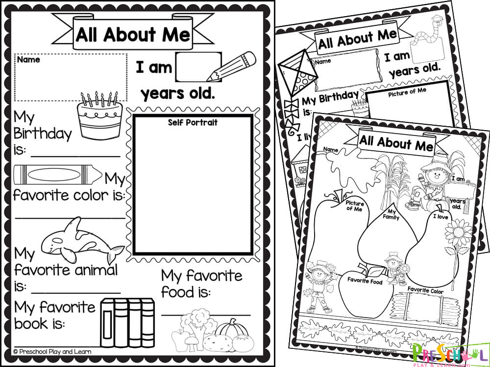 all about me preschool printable poster