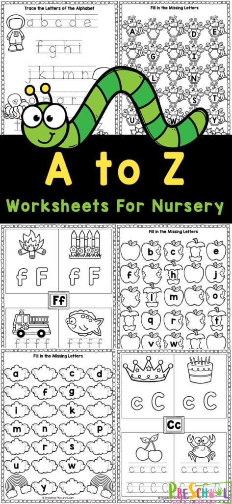 free printable alphabet worksheets for nursery from a z
