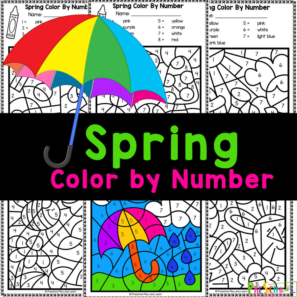 Color by Number Printable for Kids, Preschool Coloring Pages, Kindergarten  Homeschool, Paint by Number Children, Spring Activity Sheet