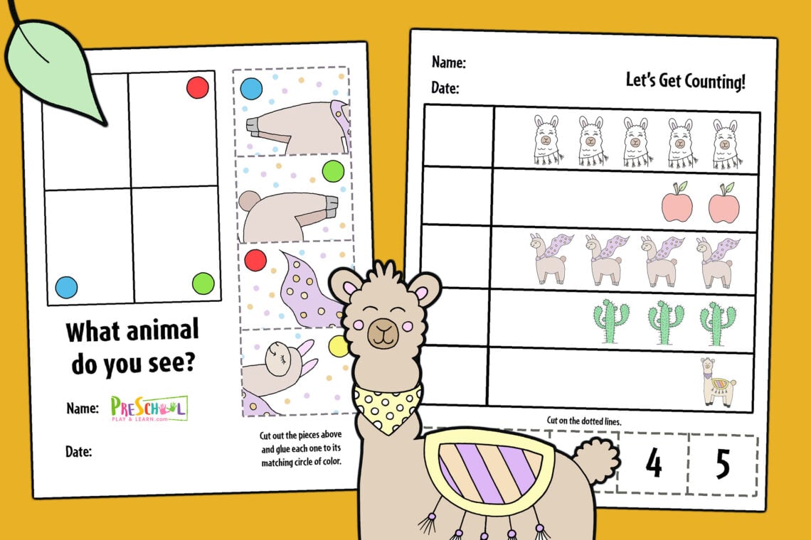 🦙 FREE Printable Llama Worksheets for Preschoolers