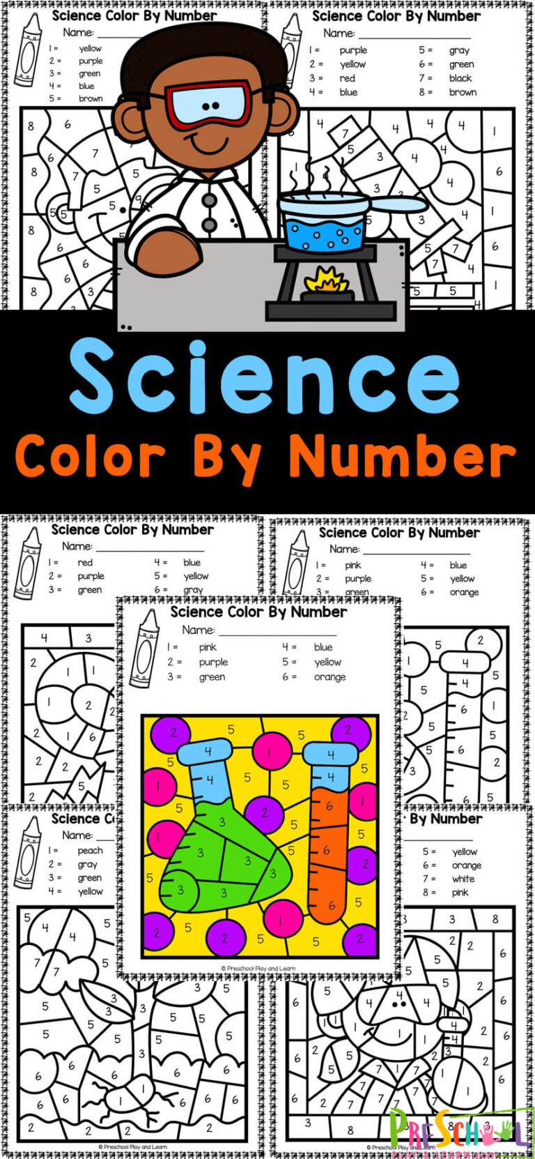 🧪 FREE Printable Science Color by Number Worksheets