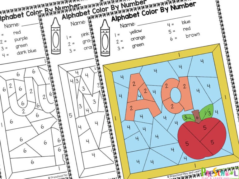 FREE Printable Alphabet Color By Number Worksheets