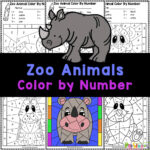 🐼 FREE Printable Zoo Animals Color by Number Worksheets