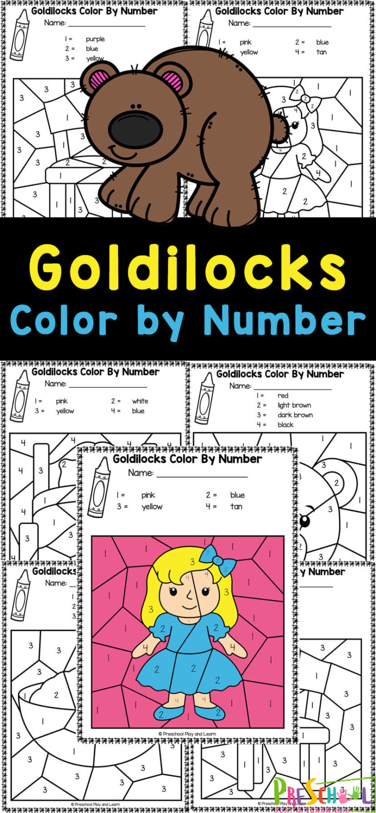 Goldilocks and the Three Bears Color by Number Worksheets