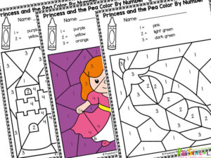 FREE Printable Princess and the Pea Color by Number Worksheets