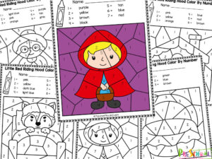 FREE Printable Little Red Riding Hood Color By Number Worksheets