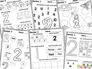 FREE Printable Number 2 Worksheets - Tracing, Counting