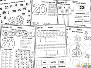 FREE Printable Number 20 Worksheets for Kids