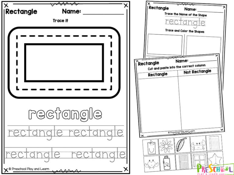 FREE Printable Rectangle Shape Worksheets for Preschool