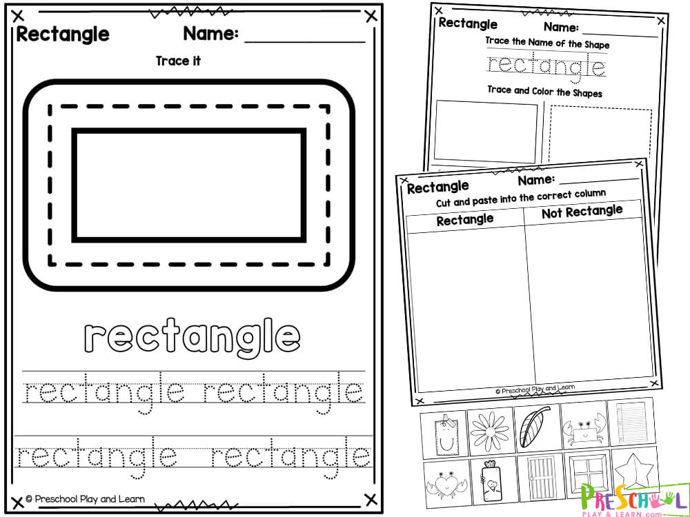 FREE Printable Rectangle Shape Worksheets for Preschool