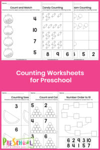 Printable Counting Worksheets for Preschool - Numbers 1-10