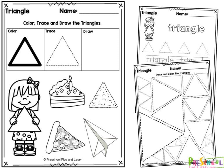 🔺Free Printable TRIANGLE Shape Worksheets for Preschool