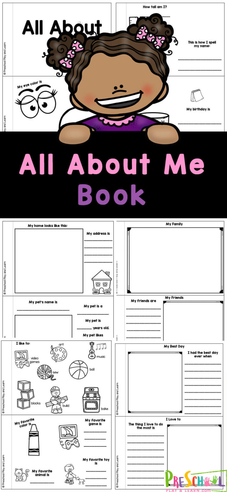 FREE All About Me Printable Book for Preschool Activitities
