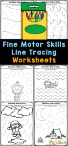 Make practing holding a pencil and tracing simple with these free printable Fine Motor Skills Worksheets. These line tracing worksheets are perfect for children in preschool, pre-k, and kindergarten to improving their fine motor skills. Simply print these tracing lines worksheets printable pdf and grab a writing utencil to practice tracing different lines and shapes.
