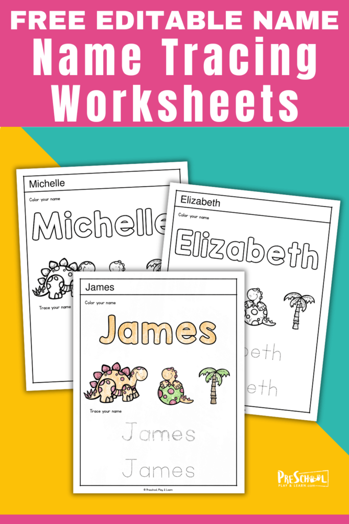 Free Name Tracing Worksheets for Preschool (Editable!)