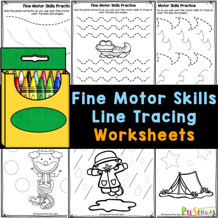Fine Motor Skills Line Tracing Worksheets for 3 year olds