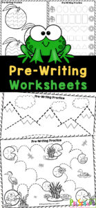 Before children can begin writing letters and words, they need to strengthen hand muscles and learn to make lines and curves. These pre writing practice worksheets are a handy way to start the process with preschool and kindergarten age students. This pack of pre-writing worksheets is filled with many different lines and shapes for kids to trace, and strengthen their fine motor skills. Simply print the free handwriting practice for Pre-k and you are ready to play and learn!