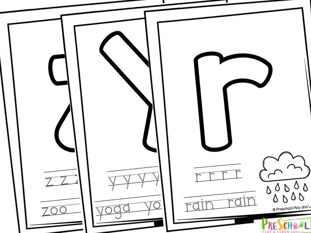 There are fifty-two pages in this printable pack. The activities include one page for each of the uppercase letters and one page for the each of the lowercase letters.