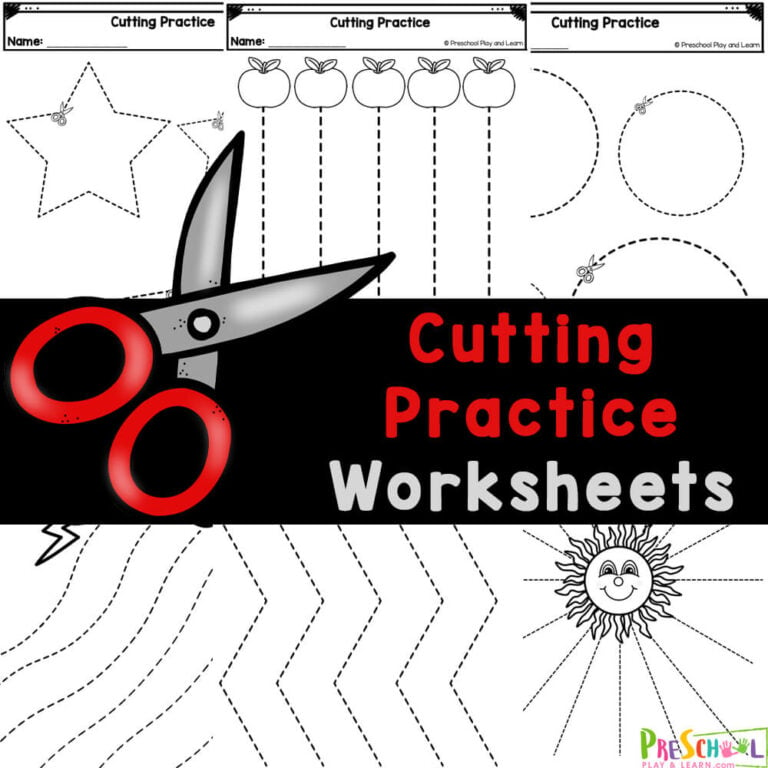 Free Printable Cutting Practice Worksheets Pages for Preschool