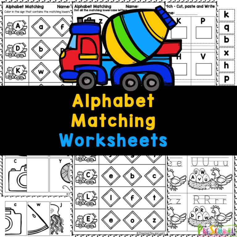 FREE Printable Alphabet Matching Worksheets for Pre-K