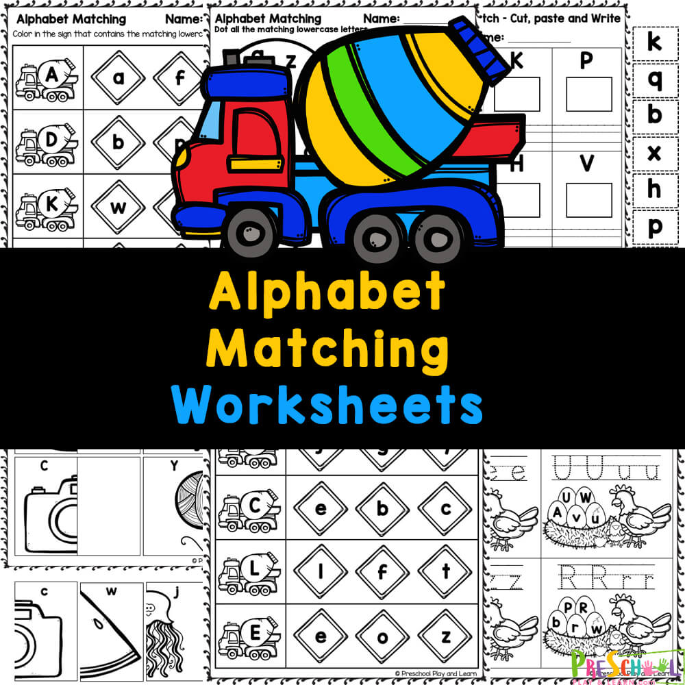 Download these FREE printable Alphabet Matching Worksheets for pre-k to work on letters with young learners!