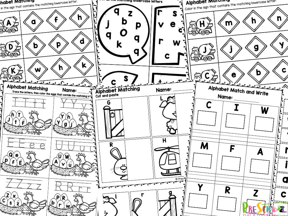 If your preschool students know their basic letters, it is time to make sure they know which uppercase letter goes with which lower case one with letter match worksheet pages. So why use alphabet matching worksheets? The goal of alphabet matching is to enhance letter recognition skills, which are crucial for reading and writing development. Using handy, no-prep abc match worksheets allow students to get practice, and repitition is a great teacher!