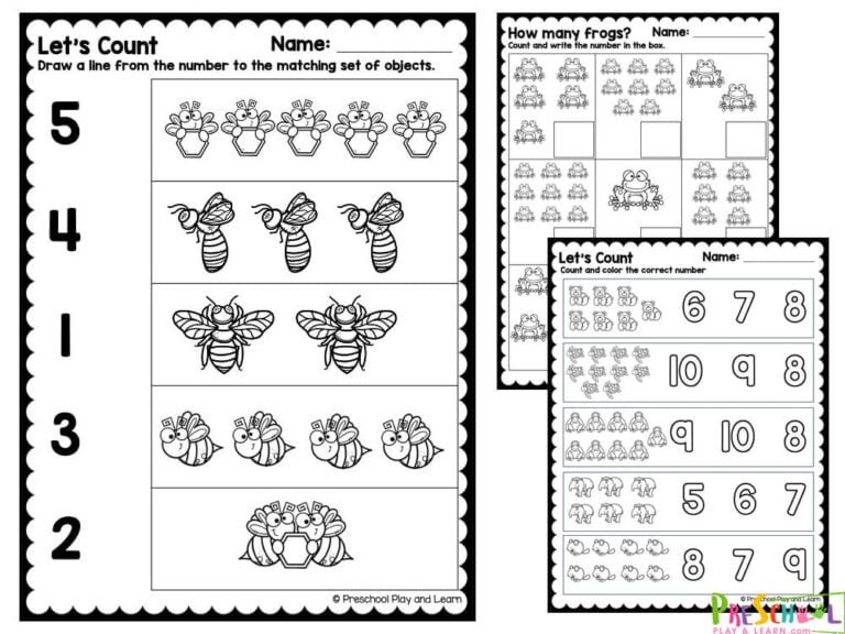 FREE Printable Counting Worksheets for Preschoolers