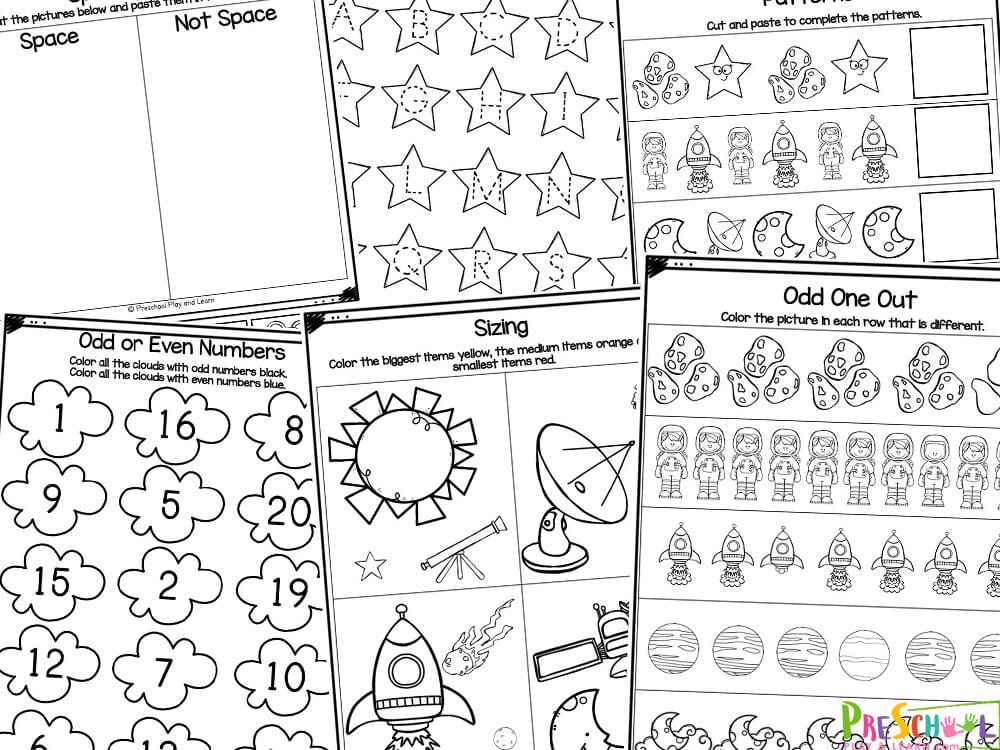 Looking for fun and educational space activities for your preschoolers? Look no further! Our preschool space theme printables are perfect for adding some out-of-this-world excitement to your next lesson or center. These worksheets cover alphabet, counting, numbers, coloring, and more, making learning a blast for young minds. Help your little ones explore the universe while having a stellar time with our preschool space printables! Whether you are a parent, teacher, or homeschooler – you will love these handy space printables. Use them at home, in the classroom, or as extra practice!