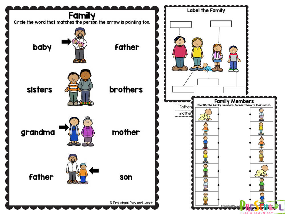 Trace the lines to work on strengthening hand muscles, dexterity, and coordination
Number Puzzles - practice putting the families in order
Family Puzzles - put the family in order to spell the word 'family'
Match the family members - baby, toddler, brothers, sister, daughter, father, mother, grandpa, grandma, teenager
Trace the names of the family members
Draw a line to match the picture to the name