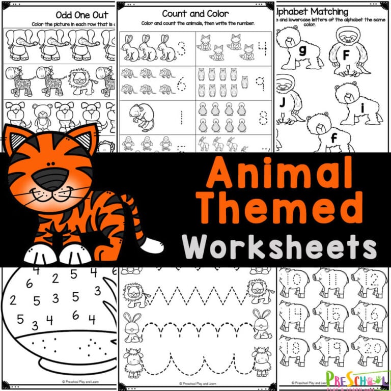 FREE Printable Animal Worksheets for Preschoolers