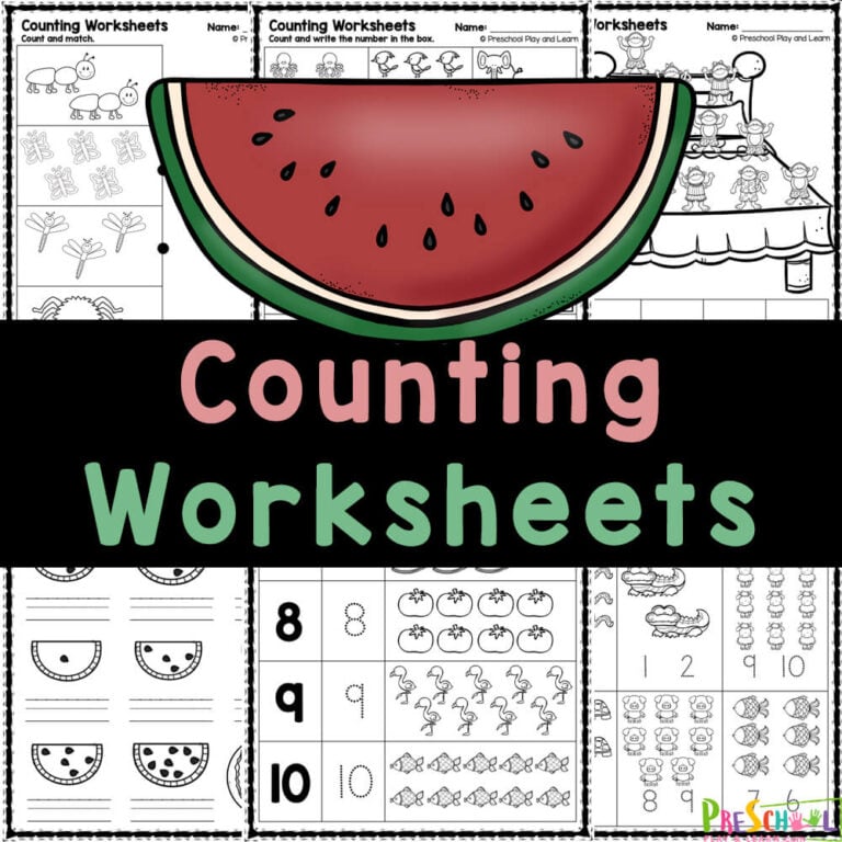 FREE 1-10 Preschool Counting Worksheets pdf