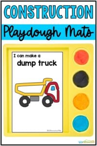 Are you looking for fun construction activities to engage young learners? These free printable construction playdough mats are a great tool for helping students strenthen fine motor skills, build hand muscles, and work on following directions too. Add these construction printables to your list of fun playdough activities for toddlers, preschoolers, and kindergartners!