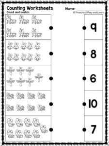 count and match 1 10 worksheets