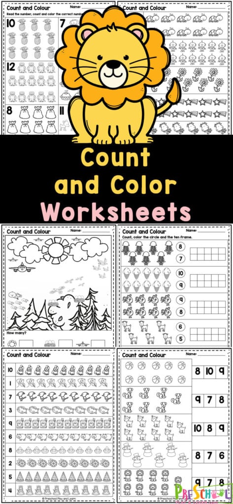 Are you looking for some fun and free counting worksheets for preschool? These count and color worksheets make it fun for preschoolers to practice. Simply print the count and color worksheets 1-10 for use with pre-k students. 