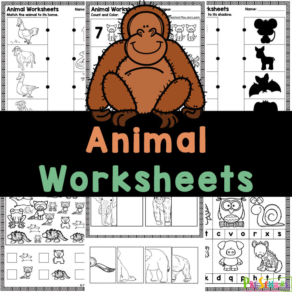 Check out these adorable free animal worksheets for preschoolers filled with activites to develop fine motor skills, animal habitats, cut-and-paste, counting, letter sounds, and more—just print and go!